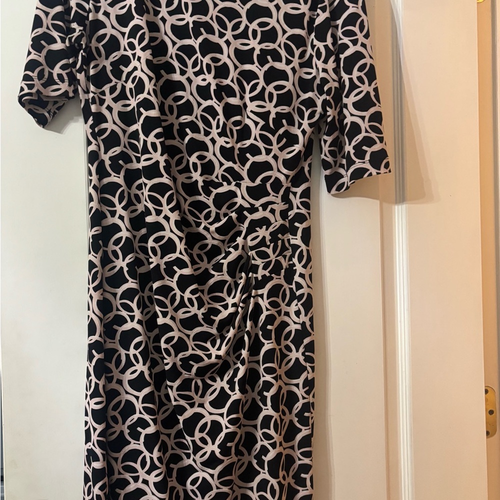 Connected Apparel Black and Pink Midi Dress